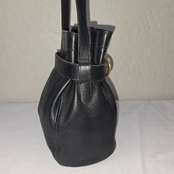 Vintage Coach 4156 Black Leather Belted Pouch Crossbody Bucket Bag - Picture 6 of 13